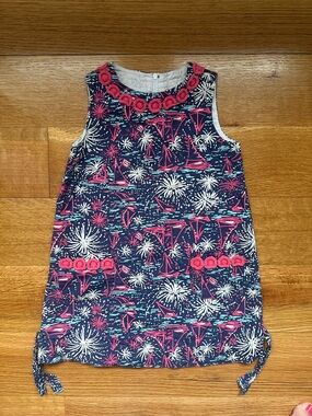 Lilly Pulitzer Navy Dress with Pink and White Sailboat Print